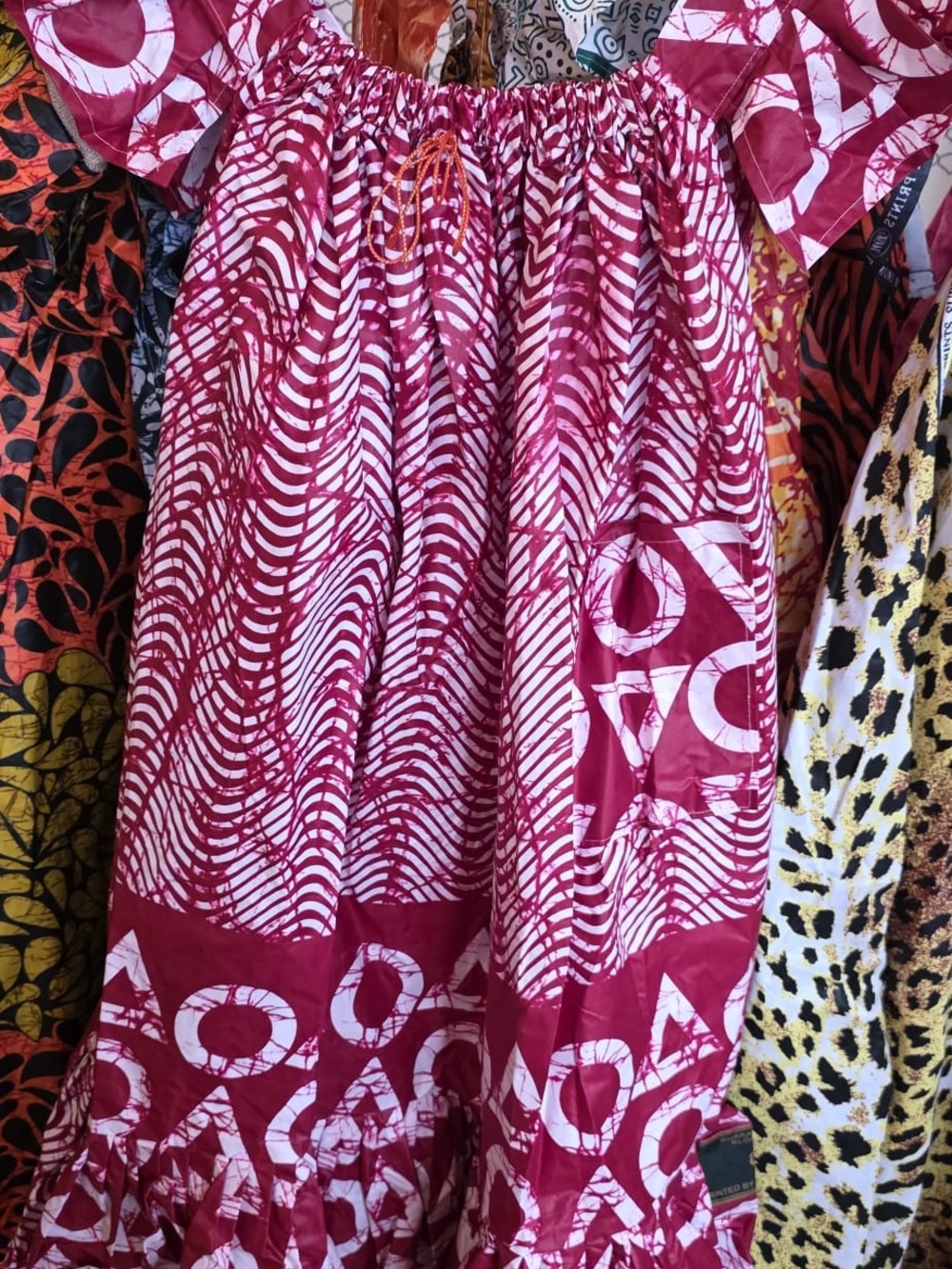Pink and White Printed Cotton Dress